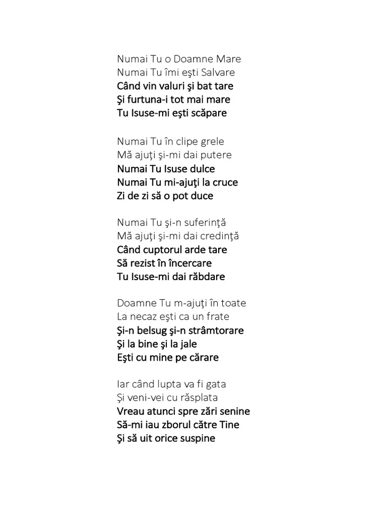 Numai Tu O Doamne Mare Docx