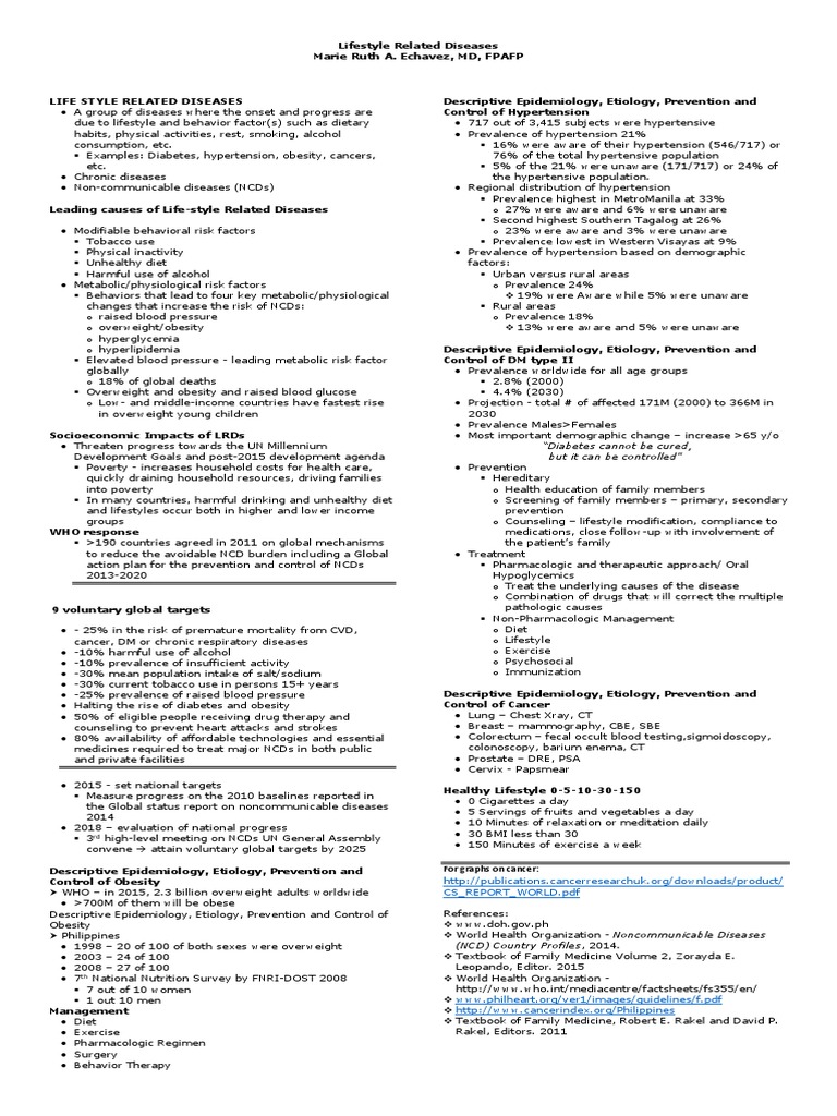 Lifestyle Related Diseases Handouts | PDF | Non Communicable Disease ...