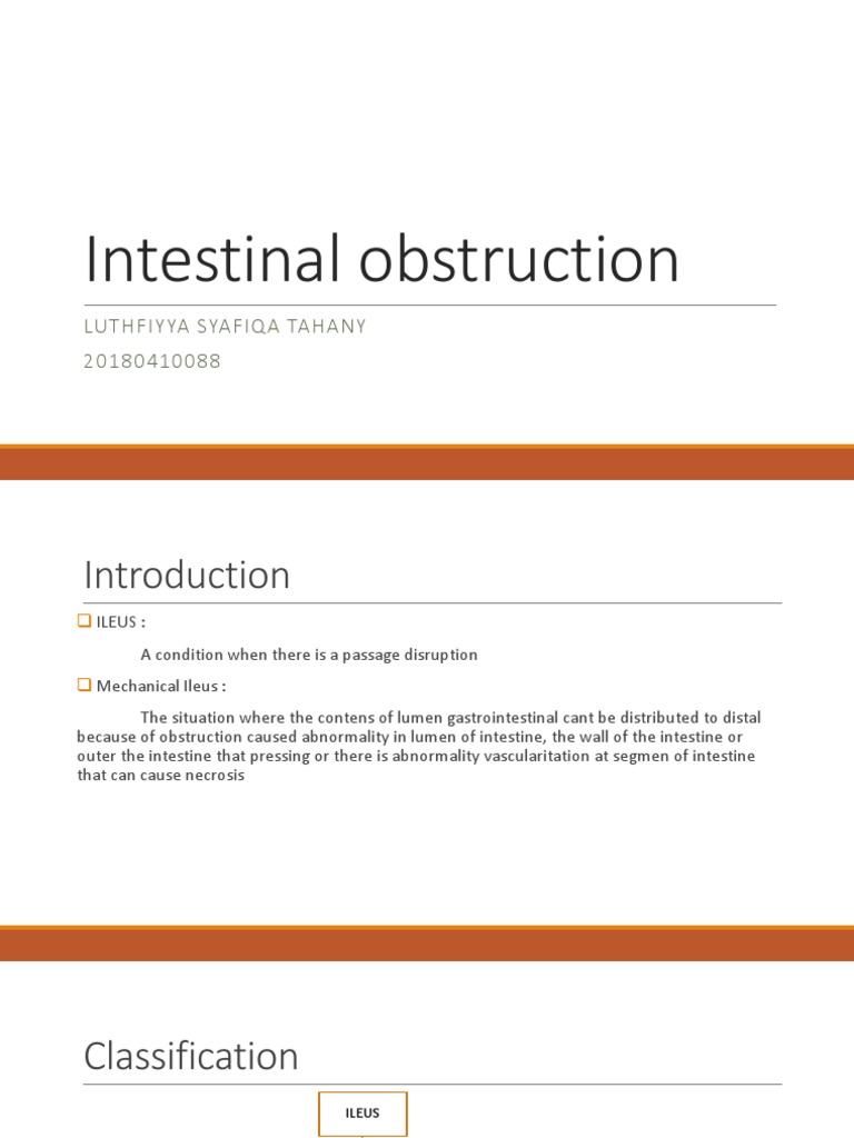 Intestinal Obstruction DR Welman PDF Flatulence Gastrointestinal