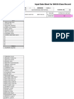 Learners' Names: Input Data Sheet For SHS E-Class Record