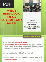 Week 3 Interaction, Taba & Contemporary Model: EDU550 Curriculum & Instruction En. Muhamad Furkan Mat Salleh