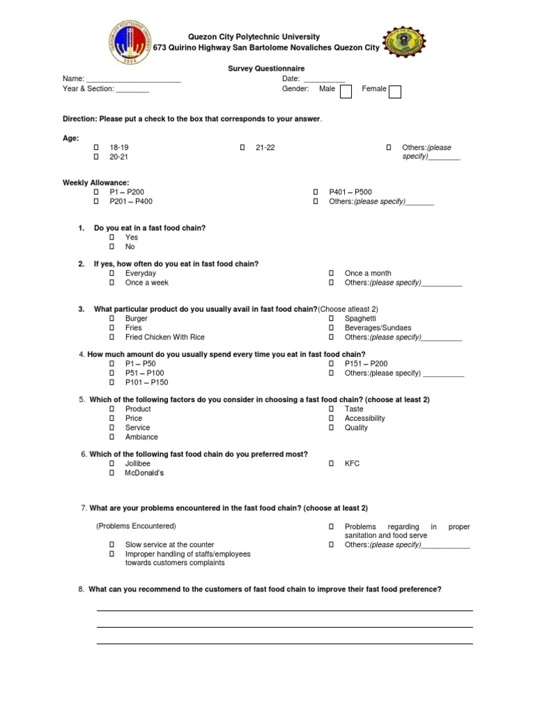 Jollibee Customer Feedback Survey | PDF | Fast Food Restaurants | Fast Food