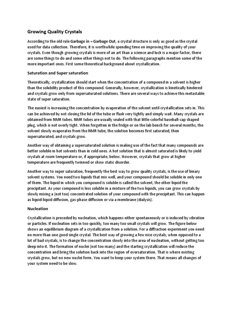 Growing Quality Crystals Download Free PDF Crystallization Solution