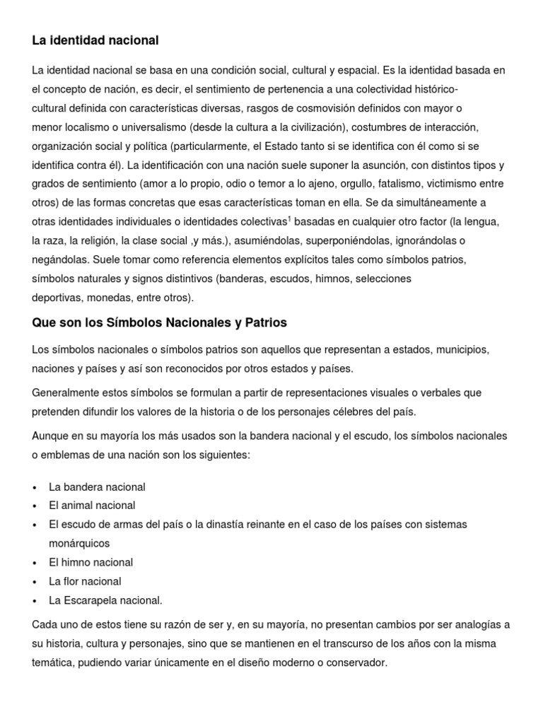 Identidad Nacional Cultura General