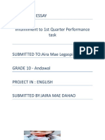 Persuasive Essay Infulfillment To 1st Quarter Performance Task