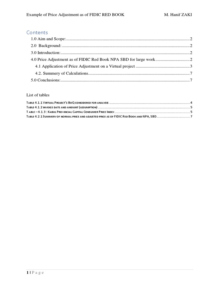 FIDIC Price Adjustment Example | PDF | Consumer Price Index | Price Indices