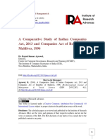 A Comparative Study of Indian Companies Act, 2013 and Companies Act of Republic of Maldives, 1996