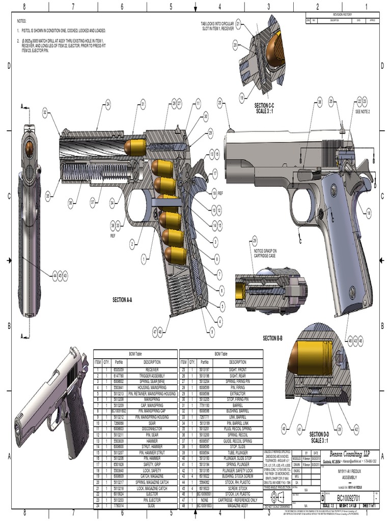 m1911 Assembly Drawing PDF Handgun Tools