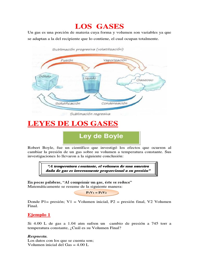 Leyes de los Gases: Resumen y Ejemplos | PDF | Celsius | Gases