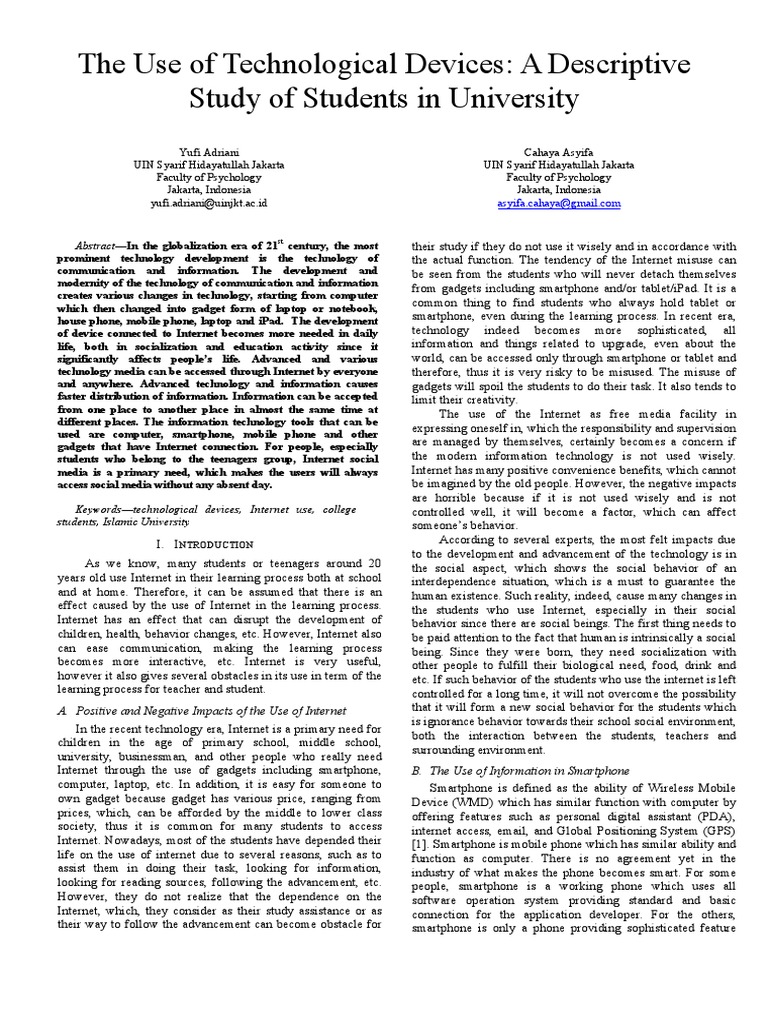 Impact of Technology on University Students | PDF | Smartphone | Internet