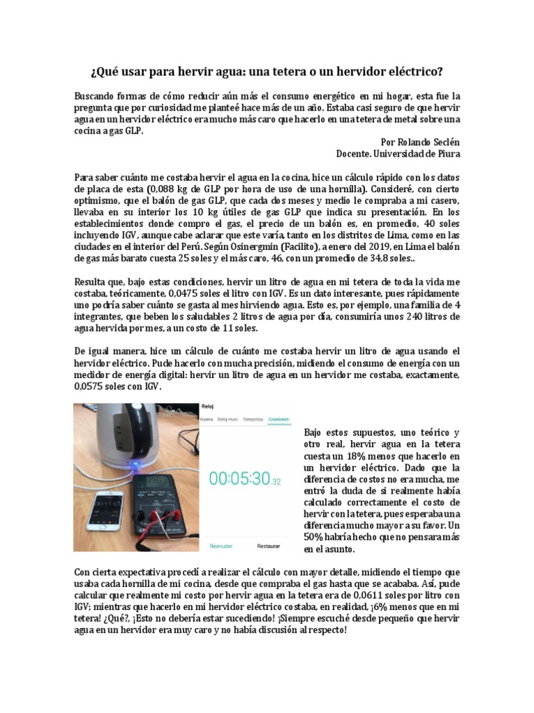 Hervidor o tetera? ¿Cuál de los dos genera menos gastos al momento de hervir  el agua?, datos curiosos, Osinergmin, calentar agua, Respuestas