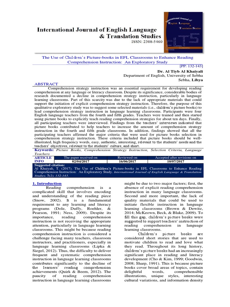 The use of children s picture books in efl classrooms to enhance
