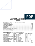 NTE2649 (NPN) & NTE2650 (PNP) Silicon Complementary Transistors Darlington