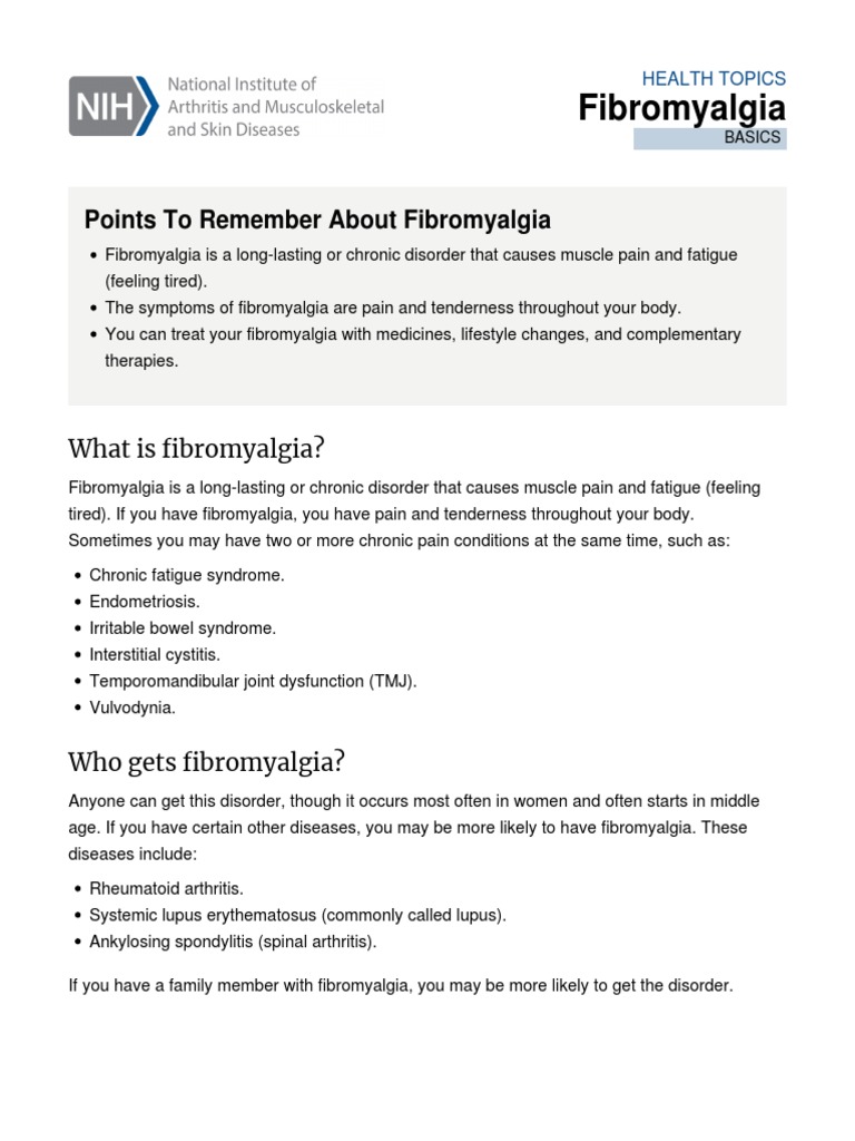 Fibromyalgia: Points To Remember About Fibromyalgia | PDF ...