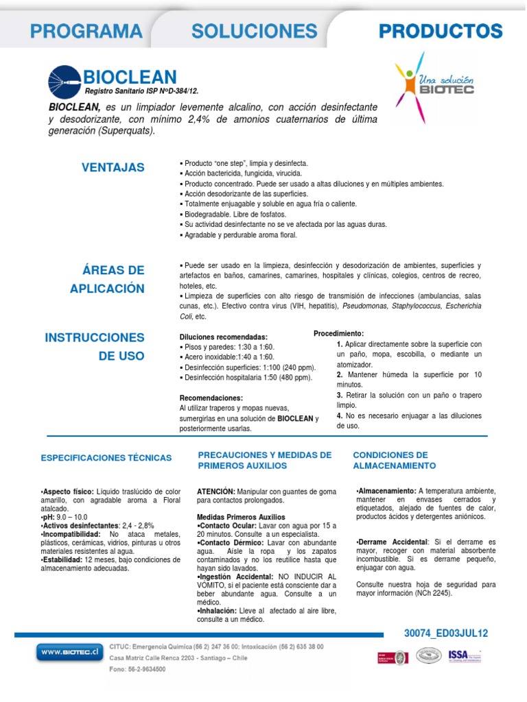 Bio Clean | PDF | Sustancias químicas | Agua