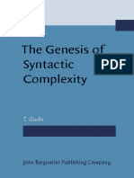 The Genesis of Syntactic Complexity Diachrony Ontogeny Neuro Cognition Evolution PDF