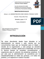 Articulo. La Administracion Como Ciencia y Arte