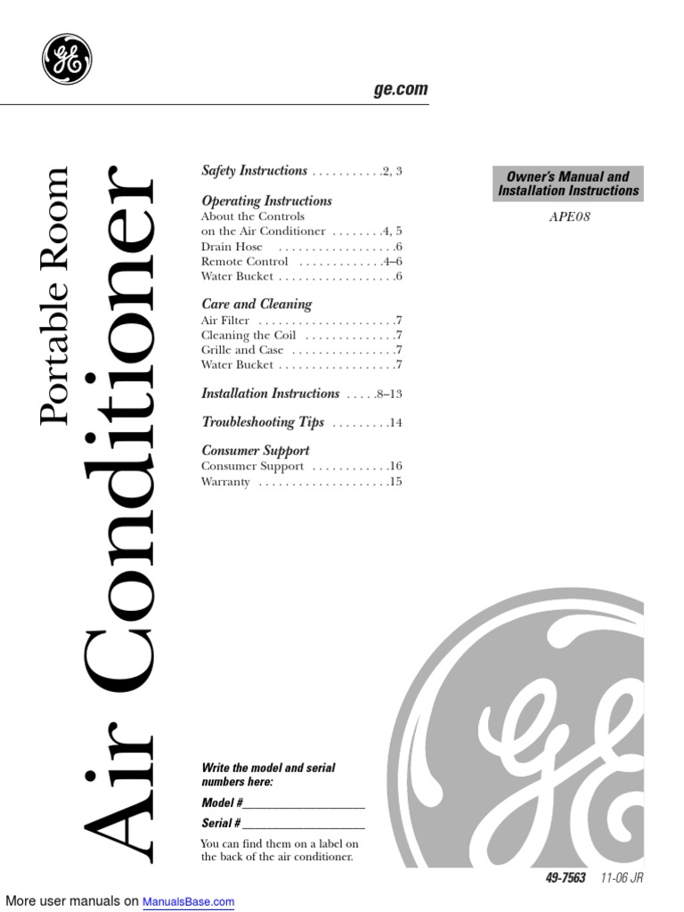 General Electric Air Conditioner AP PDF Ac Power Plugs And Sockets