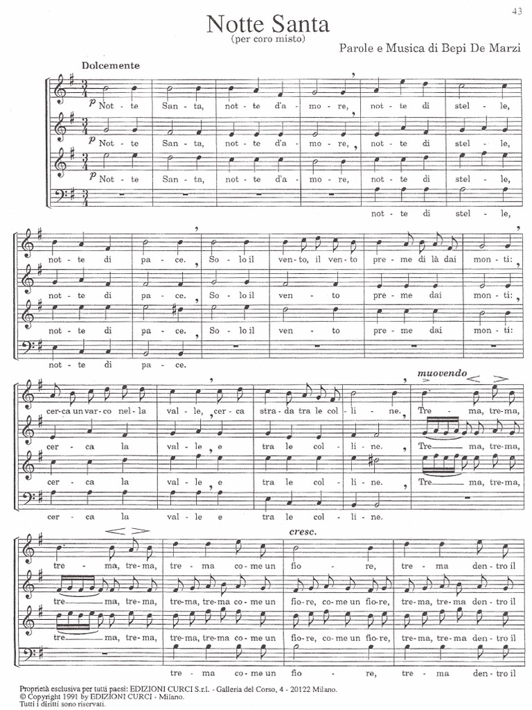 Natale Notte Santa Bepi De Marzi Pdf Pdf