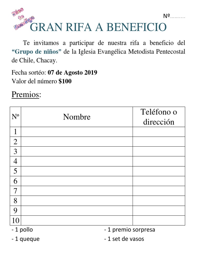 Rifa a Beneficio del Grupo de Niños | PDF | Cocina, comidas y vino ...