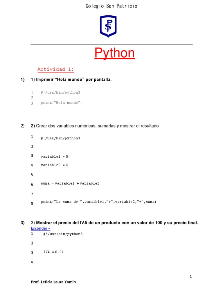 Actividades Python | PDF | Programación de computadoras | Ingeniería de ...