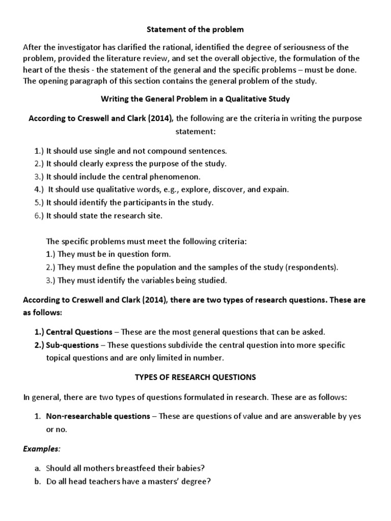 Statement of the problem and hypothesis pdf hypothesis null