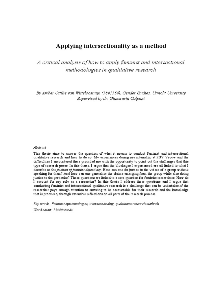 Gender Studies Pdf Intersectionality Feminism