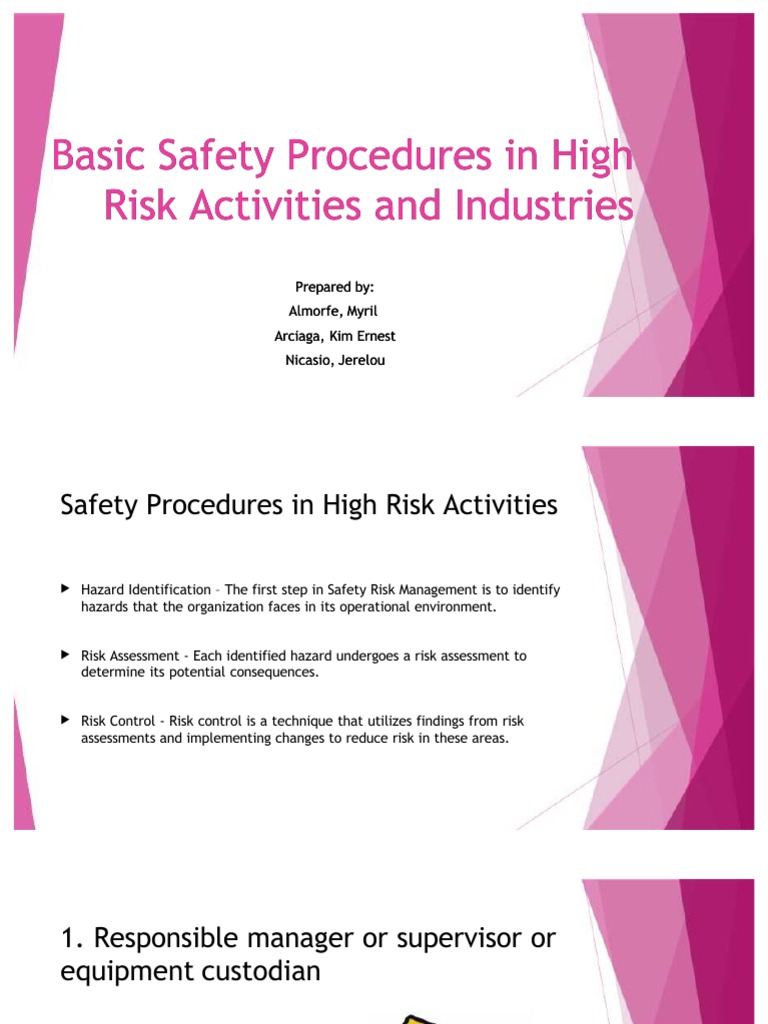Basic Safety Procedures in High Risk Activities and | PDF | Risk