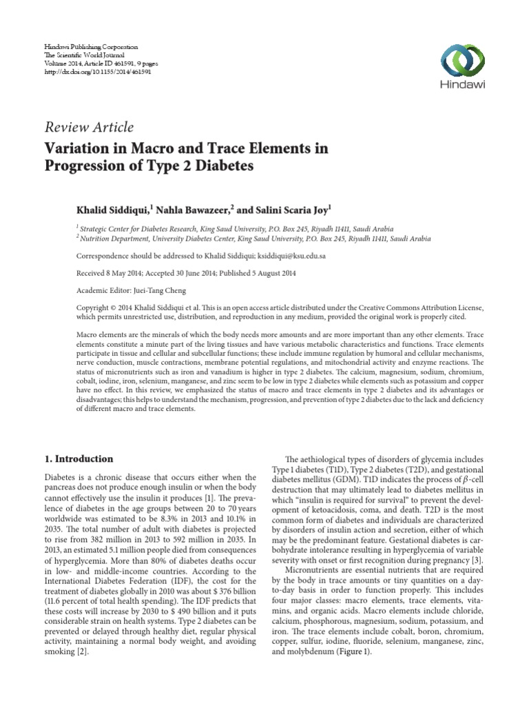 Trace Element PDF Insulin Nutrients