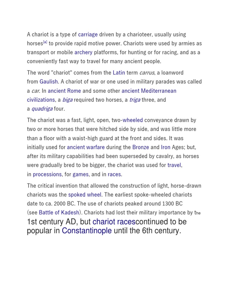 Chariot Use from 1st to 6th Century | PDF | Travel | History