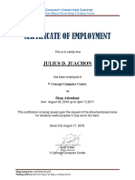 Certificate of Employment: Julius D. Juachon