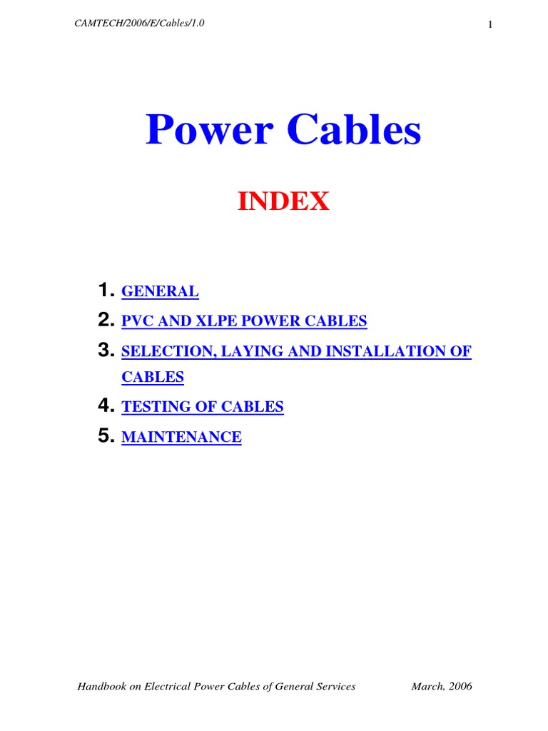 Overview of Electrical Power Cables | PDF | Insulator (Electricity) | Cable
