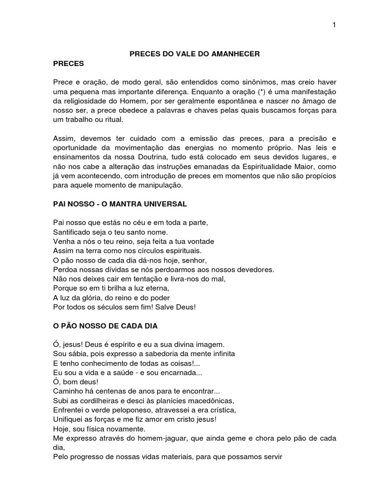 Preces do Vale do Amanhecer | PDF | Oração do Senhor | Oração