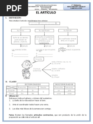 El Articulo Plural Genero Gramatical
