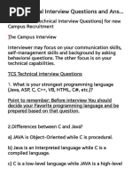 TCS Technical Interview Questions and Ans