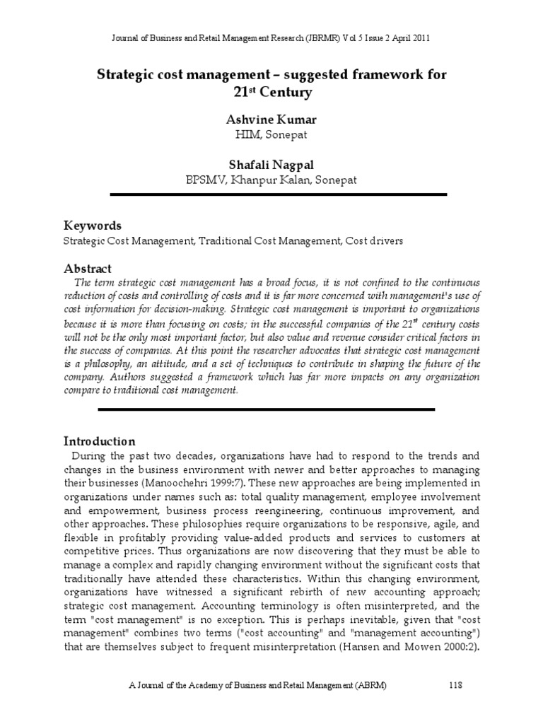 Strategic Cost Management Framework | PDF | Cost Accounting | Strategic ...