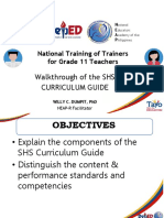 Walkthrough of The SHS Curriculum Guide: National Training of Trainers For Grade 11 Teachers