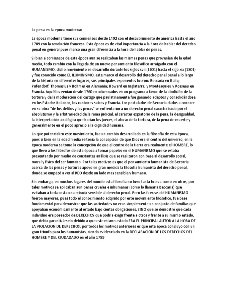 La Pena en La Epoca Moderna | PDF | Período moderno temprano | Derecho ...