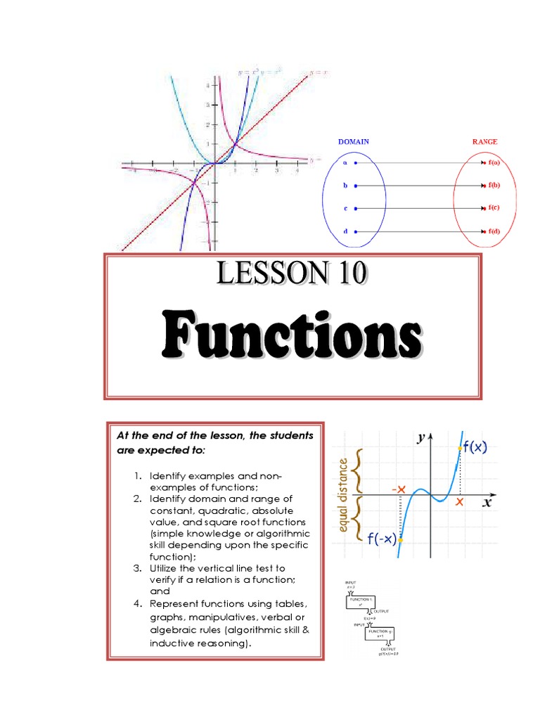 Lesson 10 functions pdf quadratic equation function mathematics 