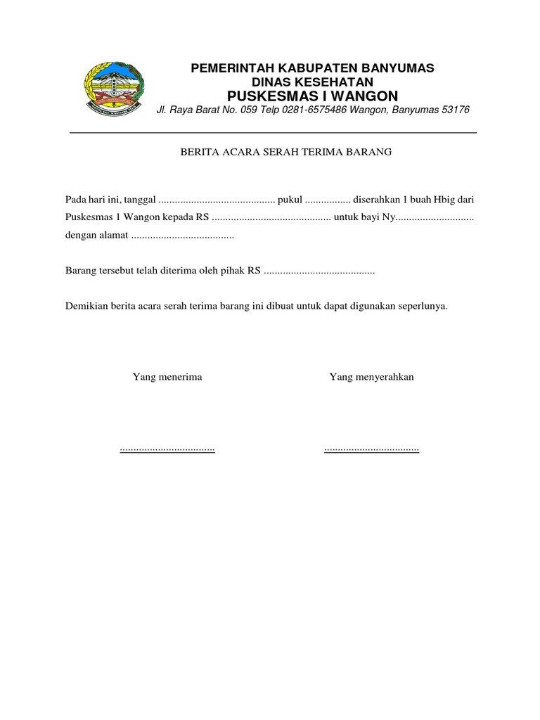 Surat Serah Terima Barang