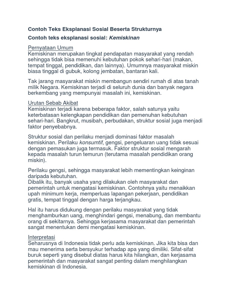 Contoh Teks Eksplanasi Sosial Beserta Strukturnya