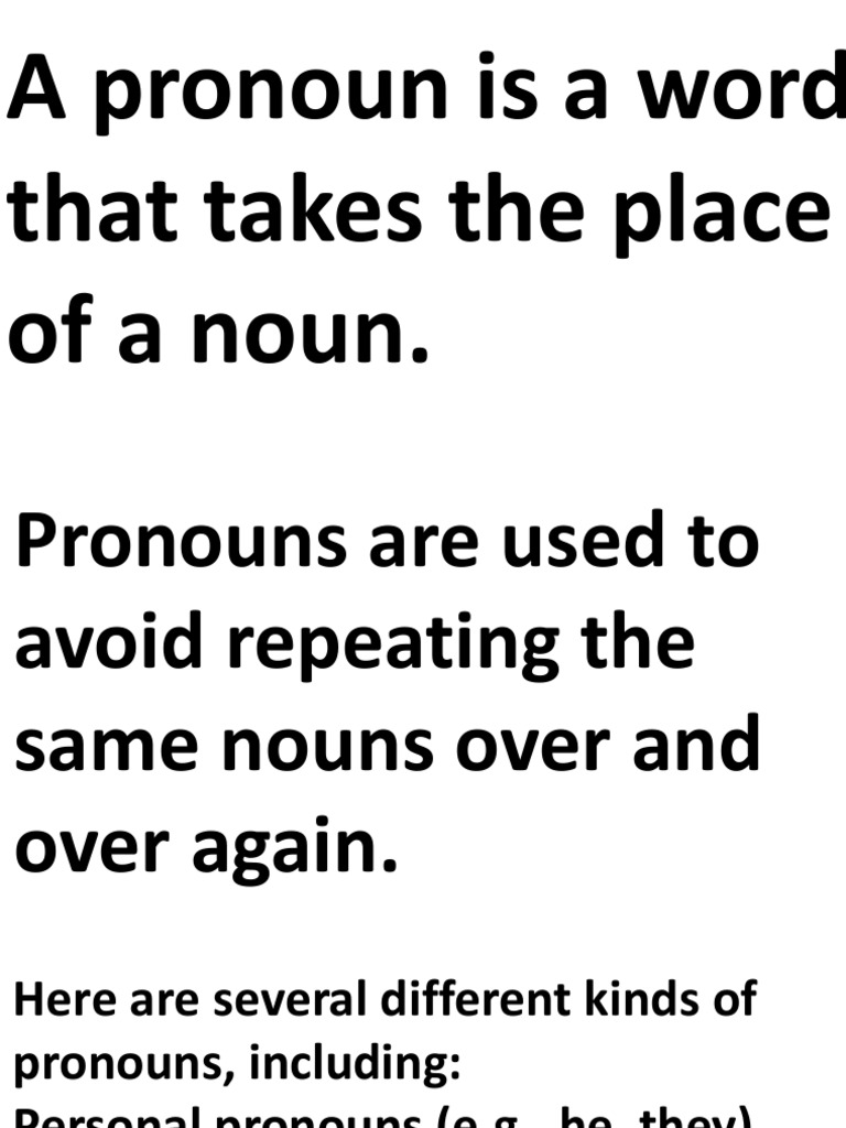 A Pronoun Is A Word That Takes The Place of A Noun PDF