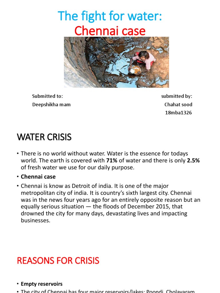 The Fight For Water Chennai Case Pdf Reservoir Water Scarcity