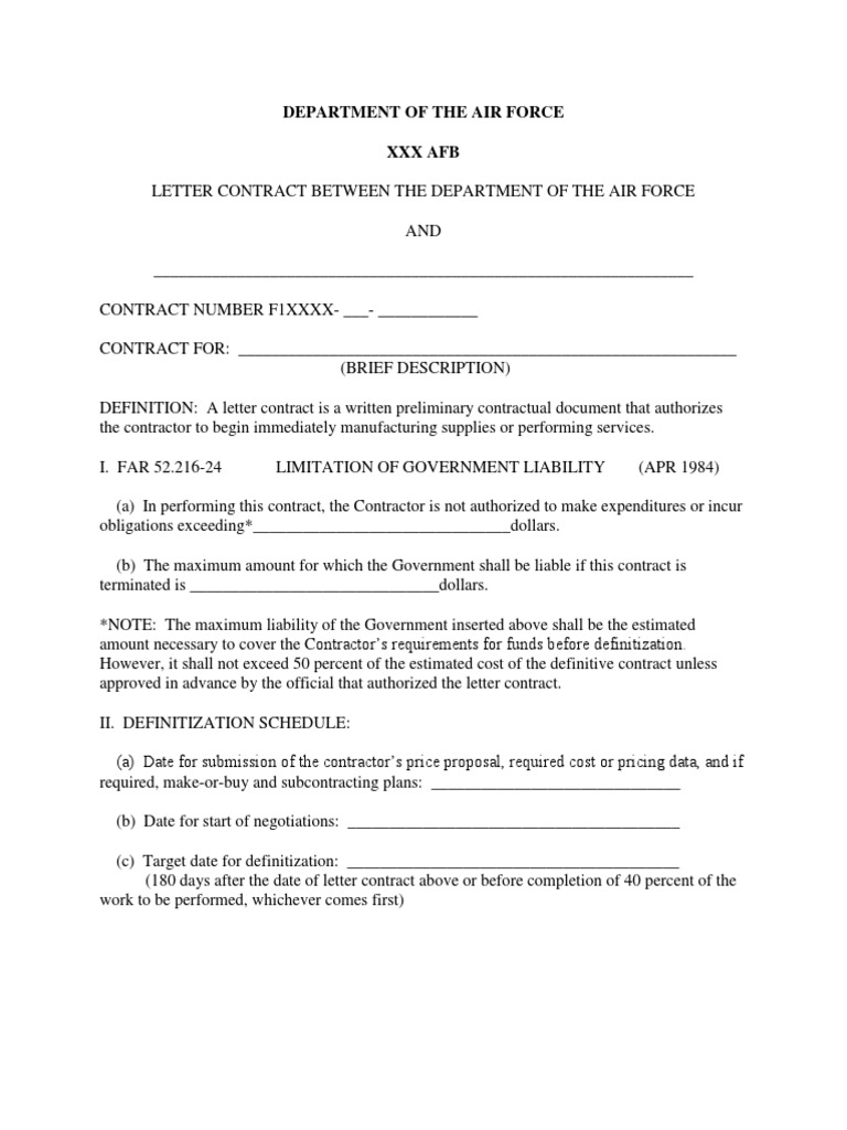 Department of The Air Force XXX Afb | PDF | General Contractor | Payments