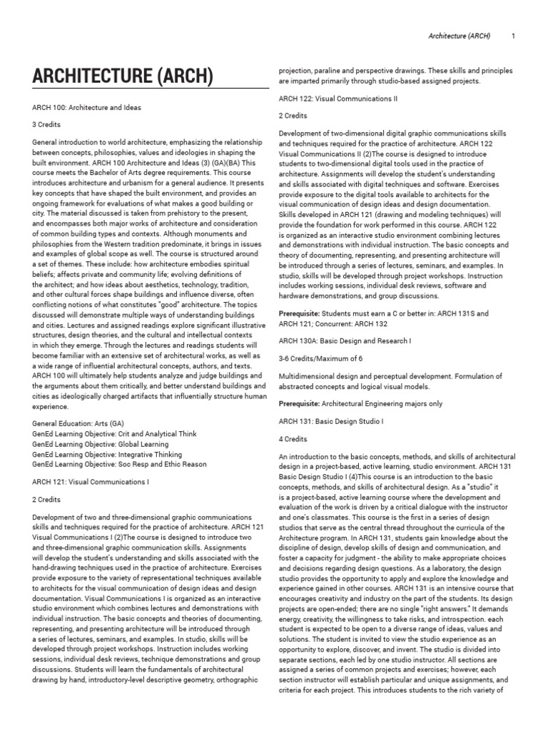 Architecture (ARCH) | PDF | Design | Curriculum