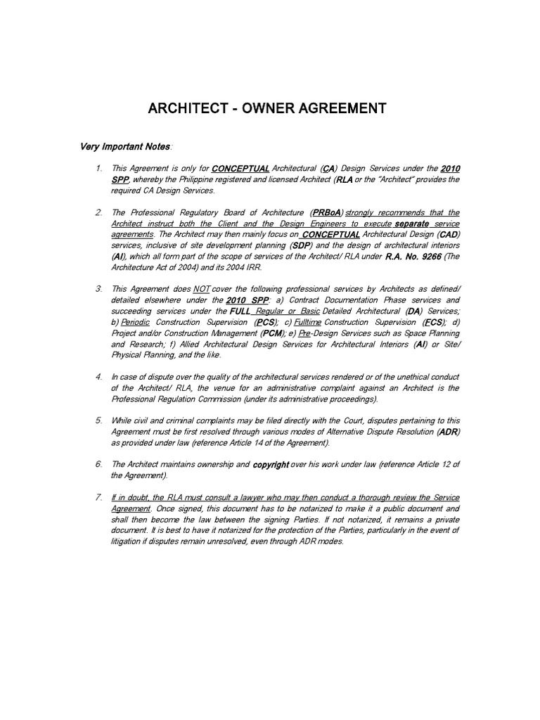 Service Agreement For Condo Project (CAD) - Updated | PDF | Architect ...
