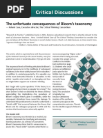 The Unfortuate Consequences of Bloom's Taxonomy: - Roland Case, Executive Director, The Critical Thinking Consortium