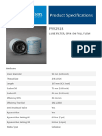 Product Specifications: Lube Filter, Spin-On Full Flow