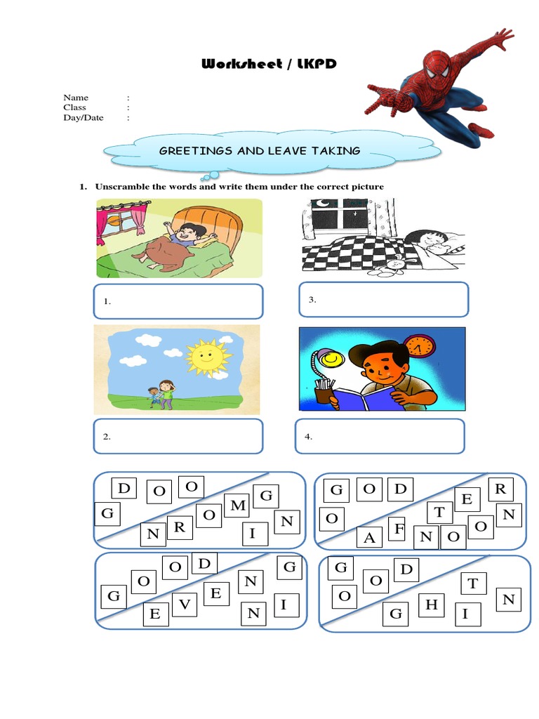 Worksheet / LKPD Greetings and Leave Taking PDF Learning