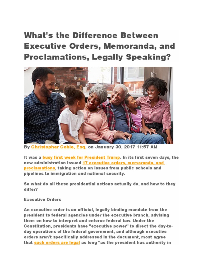 What's The Difference Between Executive Orders, Memoranda, and Proclamations, Legally Speaking